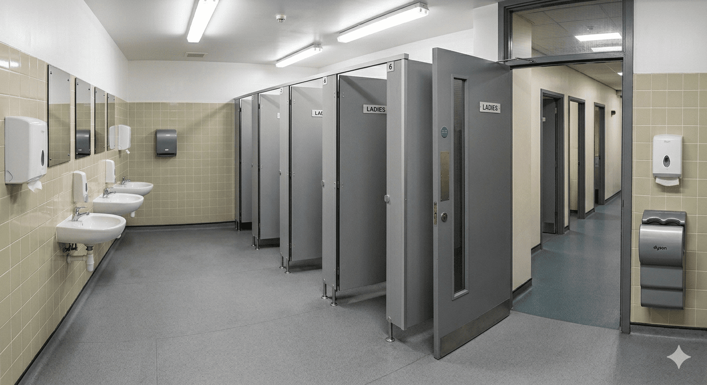 Washroom illustrating a panic alarm installation